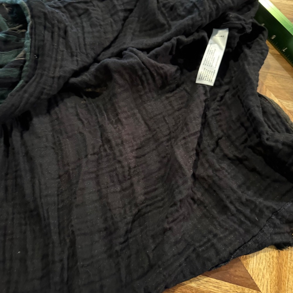 Eileen Fisher Tunic Women L/XL Green Black Striped Organic Cotton Gauze 4691 - Picture 5 of 8